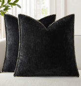 DecorUhome chenille pillow front view shows plush texture ideal for cozy living room accents.