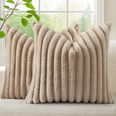 decorUhome cozy faux fur front view pillow cover adds plush sofa texture