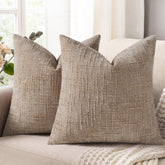 decorUhome oatmeal chenille pillow cover 18x18 set of 2 adds cozy texture to your sofa