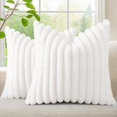 decorUhome Summer Cozy Faux Fur Pillow Cover front texture for a plush living room feel.