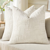 decorUhome Summer Cream chenille pillow cover close-up texture for cozy living room styling.