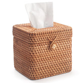DECRAFTS rattan tissue box cover with lid enhances natural room ambiance