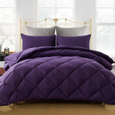 Decroom lightweight full comforter 82x86 on bed in purple for all-season warmth