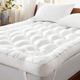 Decroom 4 inch twin mattress topper on bed showing twin size comfort and support