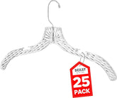DEILSY 25-pack heavy duty plastic hangers with swivel hooks for organized closet spaces.