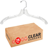 DEILSY clear plastic hangers front view showing sleek design for organized garments.