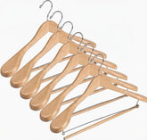 DEILSY Natural Suit Hangers overview showing the 6-pack for organized closets.