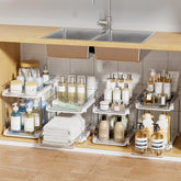 Delamu 2-Tier under-sink organizer with slide-out drawers for easy access