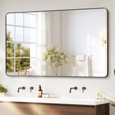 Delma black framed mirror over sink for precise grooming