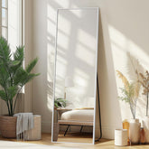 Delma full length mirror with silver frame adds bright, open feel to any room.