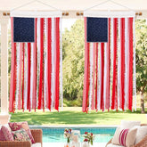 Deloky 2-piece rag flag banner draped for outdoor patriotic display