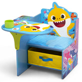 Delta Children Baby Shark chair desk front view with bright graphics for learning and play