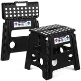 Delxo folding stool open with non-slip surface for kitchen and bathroom tasks.