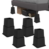 Demiwise heavy-duty bed risers at 8-inch height elevating the bed for storage