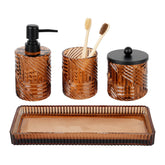 Deobath amber glass soap dispenser with stainless steel pump