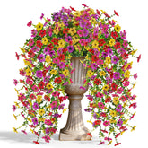 Der Rose UV-resistant silk daisies hanging outdoors for long-lasting color.