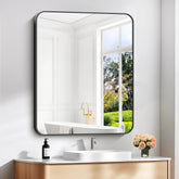 DESBING bathroom mirror with 4mm tempered glass for distortion-free reflections.