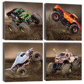 Deveosa monster truck canvas panel 1 shows vivid action for a playful wall