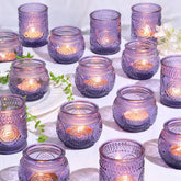 DEVI 30pc purple votive candle holders pack for wedding table decor