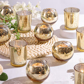 DEVI gold votive holders speckled mercury glass 2.16-inch decorative centerpiece glow