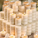 DEVI Soy Tea Lights 200-pack bulk glow for events and dinners.