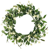 DEVONWIDE artificial eucalyptus wreath for front door with lifelike leaves and full silhouette