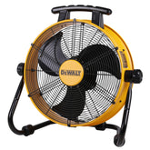 DEWALT DXF1840 floor fan front view showing wide airflow for large spaces