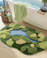 DEXI Moss Bath Mat with 3D moss design for a nature-inspired bathroom upgrade.