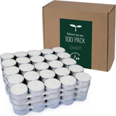 DEYBBY natural soy tealights in a 100-pack for a clean burn.