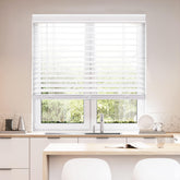 DEZ FURNISHINGS cordless 2in faux wood blind front view offers elegant privacy