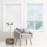 DEZ FURNISHINGS cordless faux wood blind shows embossed white finish for versatile light control