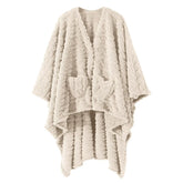 Dgsfmi wearable blanket poncho in ivory, 58x64 inches, ideal for cozy lounging.