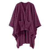 Dgsfmi wearable blanket poncho purple for cozy lounging at home.