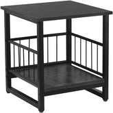 DHMAKER end table with industrial wood top provides a sturdy daily surface.