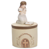 Dicksons First Communion praying girl resin keepsake box close-up for mementos.