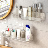 Diesisa adhesive wall shelf closeup showing strong mounting for bathrooms.