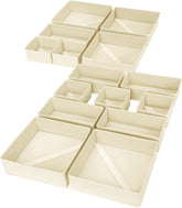 DIMJ drawer organizer large beige bin in a dresser for easy underwear access.