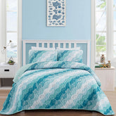 Dinjoy summer coastal quilt pattern on queen bed for a beach-inspired look