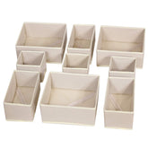 DIOMMELL nine-pack storage boxes in beige, front view, ideal for closet organization.
