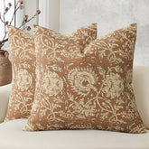 DKwizme vintage floral pillow cover front view with durable color and cognac tone.