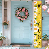 Dlerom Daisy Welcome Sign three-panel assembly for bright front porch decor