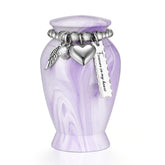 Dletay small urn, ash compact, light purple, portable memorial keepsake.