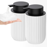 Dlirho ceramic foam dispenser white 2-pack for stylish bathroom and kitchen use, delivering mess-free foam.