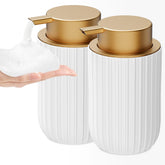 Dlirho ceramic foam soap dispensers white 2-pack for stylish bathroom and kitchen use.