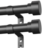 DMDG two-pack matte black curtain rods for a coordinated window setup