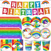 DMIGHT Rainbow 9-inch plates bring vibrant color to birthdays and simple cleanup