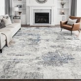 DMOYEST 8x10 washable area rug shown in grey-blue for easy cleaning.