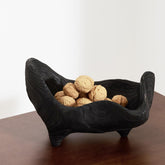 DN DECONATION oak wood black decorative bowl with feet, perfect as a chic entryway catch-all.