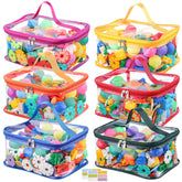Dntorx clear toy storage bags with vibrant colors for organized blocks.