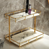 Dobbyby countertop bathroom organizer in stainless steel gold for tidy vanity storage.